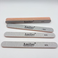 Lime à ongles professionnelle gris zèbre 100/180 double face en papier de verre, lime à ongles jetable, outils de manucure, tampon à ongles OEM marque privée
