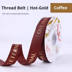 Wholesale Gold-Embossed Ribbed <strong>Ribbon</strong> Spool for Fresh Flower Cake Packaging Decoration Florist Bouquets DIY Material <strong>Ribbon</strong> - Product Image 6