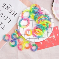 MIO filles mignon arc-en-ciel cordon de téléphone cravate à cheveux sans pli Super élastique spirale cheveux cravate noir bobine de cheveux