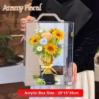 AM-PFE170 Ammy Luxe Eeuwigdurende Gedroogde Bloemen Zonnebloem Transparante Acryl Cadeaubox Kerst Eeuwigdurende Verjaardag Cadeautjes