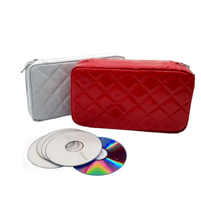 DVD-Hülle aus Lack leder mit 96 Kapazitäten Doppel reiß verschluss Soft Disc Aufbewahrung tasche Wasserdichter CD-Schutz halter für Reisen zu Hause