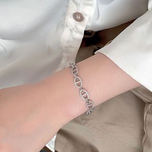S925 Sterling Silver Diamond Pig Nose <b>Bracelet</b> For Women <b>Adjustable</b> Chain Link Jewelry Everyday Wear - Product Image 1