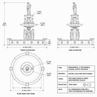 Fontaine en marbre blanc à 3 niveaux de style européen sur mesure, sculptée à la main avec statue humaine, pour projet de villa