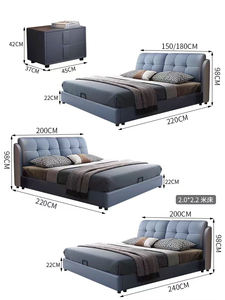 Современная Роскошная обивка, полноразмерная деревянная двуспальная кровать размера «<span class=keywords><strong>Queen</strong></span>» с мягкой кожаной головкой и постельным бельем - Product Image 6