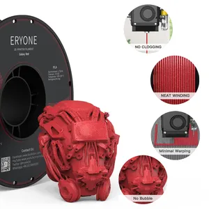 Eryone Pena Printer 3D, Filamen Drucker 1KG Glitter Merah Cetak 3D Filamen PLA 1.75Mm dengan Kemasan Tertutup Vakum