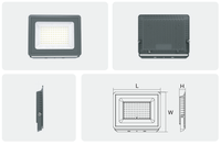 Projecteur extérieur de sécurité étanche IP65 10W à 500W en aluminium à montage mural pour parking et jardin