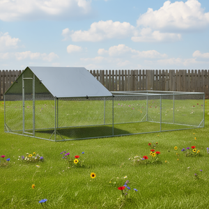 Grand poulailler extérieur en métal 19,7' x 9,8' x 6,4' avec toit imperméable et porte verrouillable, maison rectangulaire pour animaux de compagnie - Product Image 2