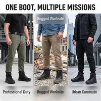 Bottes de travail de sécurité pour hommes, personnalisées OEM, noires, à tige haute, respirantes, en maille synthétique, en cuir synthétique, à lacets, antidérapantes, résistantes à l'usure