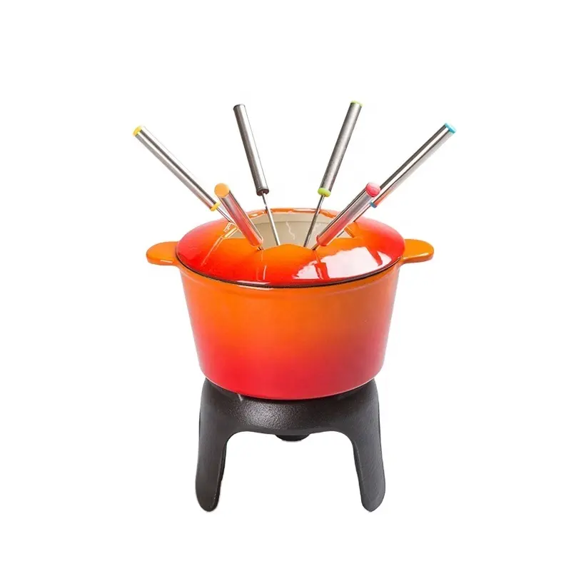 M-cooker – hot pot émaillé en fonte, 6 fourchettes à fondue, chocolat, fromage, ensemble à fondue