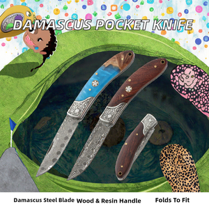 Nuevo Cuchillo Plegable de Bolsillo EDC con Mango de Palisandro/Resina y Hoja de Acero Inoxidable para Camping - Product Image 2