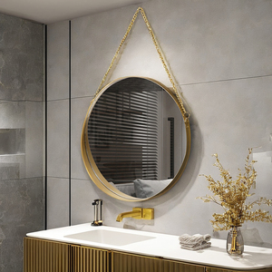 Venta directa del fabricante Estilo nórdico <span class=keywords><strong>Cuerda</strong></span> para colgar en la pared Marco de metal <span class=keywords><strong>Espejo</strong></span> de baño <span class=keywords><strong>Espejo</strong></span> de hotel - Product Image 1