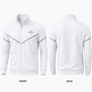 <b>White</b> Sport <b>Jacket</b> For <b>Men</b> Lightweight Full Zip Training Warm Up <b>Jacket</b> Ribbed Cuff Zip Pockets Custom Logo Team Sportswear - Product Image 2