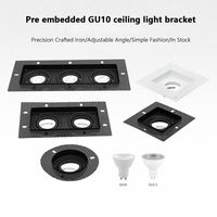 Lámparas de Techo Empotradas Cuadradas Negras Ajustables, Portalámparas GU10, Base MR16, Carcasa para Foco LED