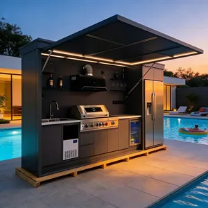Factory Price All-Weather BBQ Sink Station UV Protected BBQ Room Portable <b>Outdoor</b> Kitchen <b>Cabinet</b> for Business - Product Image 4