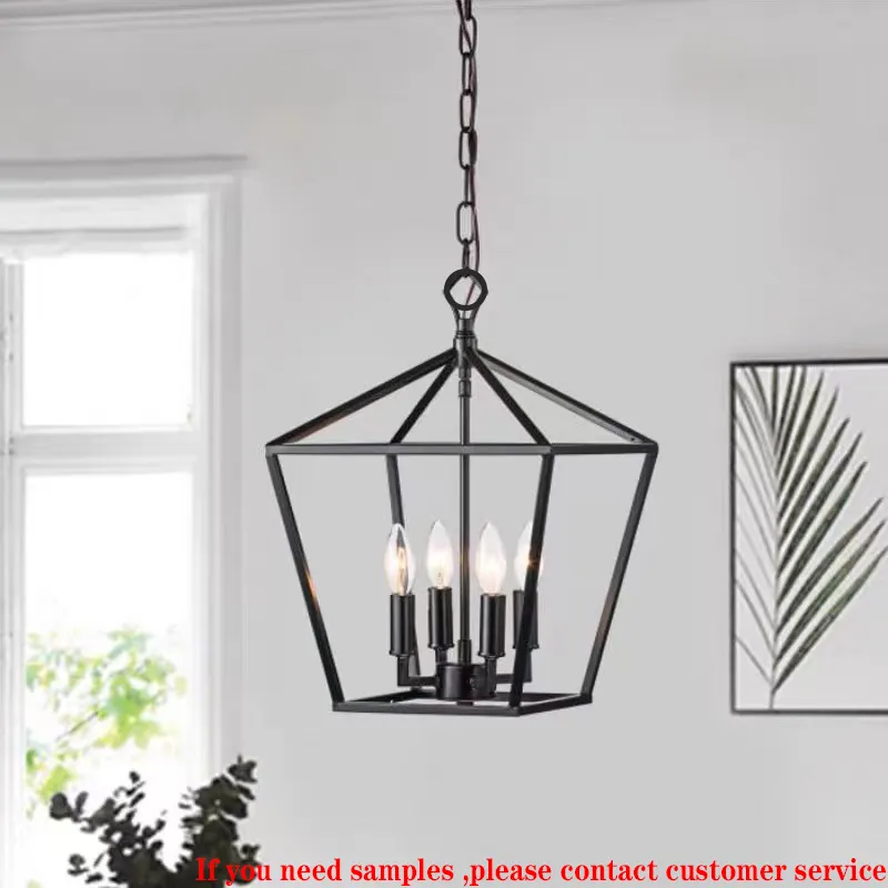 Retro indoor living room restaurant kitchen bar hanging pendant light modern minimalist industrial style iron chandelier