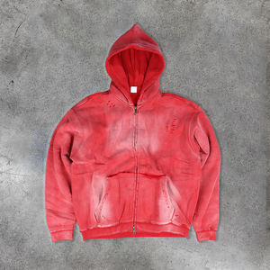 Ensemble sweat à capuche et pantalon de survêtement pour homme en tissu éponge épais, fermeture éclair, tissu respirant écologique, poche, vêtements de sport d'hiver - Product Image 1