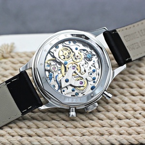 RED STAR 1963 38mm Dark Blue Men Chronograph Watch Acrylic Sapphire Glass Mirror ST1901 Gooseneck <b>Clock</b> Man Relogio Masculino - Product Image 5