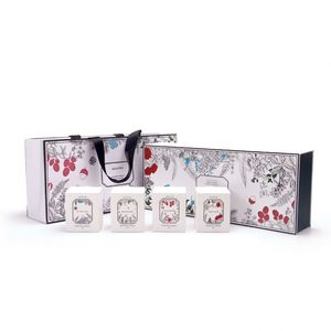 Pot en céramique carré, design floral, décoration de Noël pour la maison, boîte cadeau, style élégant, durée de combustion de 40 à 60 heures - Product Image 1