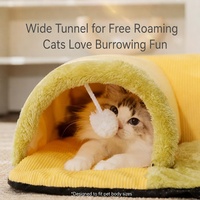 Nouveau Nid de Chat Chaleureux Automne-Hiver, Tunnel de Jeu et de Sommeil, Abri Maison, Grotte Universelle Quatre Saisons pour Chat, en Peluche Amovible et Lavable