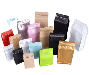 Custom Printed Quad Seal <strong>Square</strong> Coffee <strong>Beans</strong> Packaging Pouch Flat Block Box Bottom <strong>Bags</strong> With Air Valve - Product Image 4