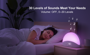 Réveil-cloche de chevet avec lumière du <span class=keywords><strong>matin</strong></span>, veilleuse RVB à intensité variable, machine à bruit blanc, commande vocale, pour chambre d'adulte, home cinéma, OEM - Product Image 5