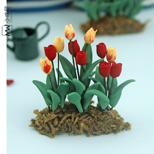 Xiaomiwu casa de muñecas accesorios modelo en miniatura accesorios de tiro arcilla suelo tulipán K125 - Product Image 2