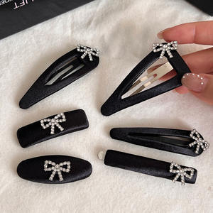 Pince à cheveux élégante avec nœud en strass français pour femme, pince latérale scintillante, accessoire capillaire - Product Image 1