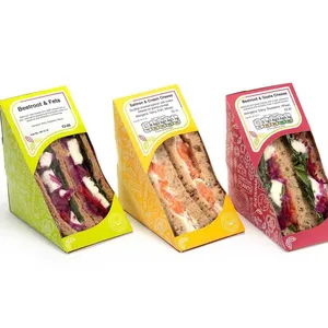 명확한 창을 가진 샌드위치 포장 상자를 가는 삼각형 처분할 수 있는 Kraft 종이 매체