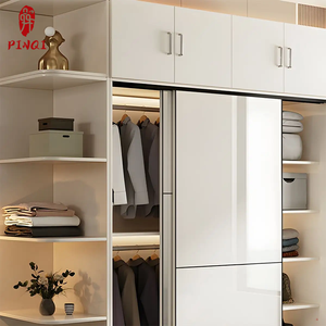 Derniers produits personnalisés Armoire en bois blanc Chambre à coucher Placard Organisateur Garde-robe Vêtements Stockage Gain de place pour la maison - Product Image 6