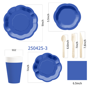 DAMAI Dark Blue Paper Party Plates Set Serves 8 Disposable Dinner Dessert Plates for Baby Shower Wedding Birthday Party Supplies - Product Image 6