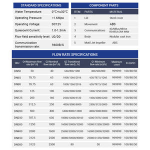 100m R50 100m³/h フランジ接続鋳鉄製 ワイヤレス4G遠隔メーター読み取り・監視スマート水道メーター - Product Image 6