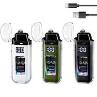 Briquet à plasma à double arc transparent, format compact de poche, affichage numérique, allumage électrique rechargeable, coupe-vent
