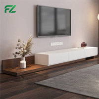 Meuble TV moderne minimaliste en panneau alvéolé d'aluminium, ignifuge, résistant à l'humidité, durable, multi-compartiments, pour salon et hôtel