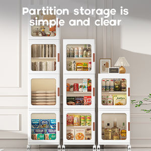 خزانة صغيرة للحمامات من البلاستيك قابلة للطي والرص على بعضها وتُستخدم كحاوية تخزين وتخزين وجبات خفيفة مع عجلات للبيع بالجملة - Product Image 4