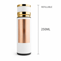Flacon de parfum vide personnalisé en verre 250 ml, style arabe de luxe doré, atomiseur rechargeable en gros avec logo personnalisé