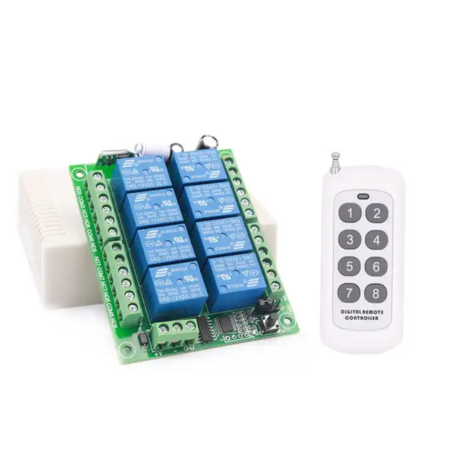 433MHz Wireless Universal Remote Control DC 12V 8CH Rf Relay Receiver and 500 Meters Remote Control for Wireless Remote Control