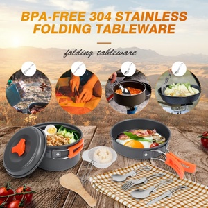 <span class=keywords><strong>Set</strong></span> da Cucina Portatile 14 Pezzi in Lega di Alluminio Concavo-Convesso Antiaderente Pieghevole per Esterni, Padelle per Picnic e Campeggio 1-2 Persone - Product Image 3