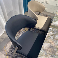 Chaise de salle à manger en cuir ModHomi Nordic Black, style italien moderne et luxueux, pour restaurant, cuisine, meubles de maison, avec pieds en métal