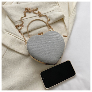 Womens Glitter Sequin Heart Shaped Clutch Bag Chain Strap Mini <strong>Box</strong> Bag Lock Closure Crossbody <strong>Purse</strong> Wholesale - Product Image 6