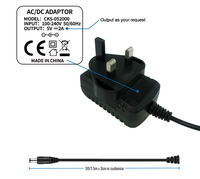 Adaptateur d'alimentation à découpage 5V 2A testé à 100 % en usine à Shantou, entrée AC 100-240V, sortie DC 10W, prise UK