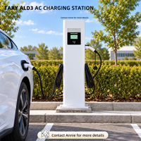 Station de recharge AC sur pied mini nouvelle génération, chargeur double pistolet, GBT/Type2/Type1/Tesla, 220V 14kW/380V 22/44kW, avec application