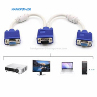 Câble séparateur VGA DB15 1 mâle vers 2 femelles, câble vidéo VGA pour ordinateur PC 30 cm