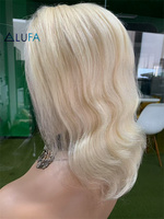 CF76 Blond 613 Full Lace Perruques de Cheveux Humains 8 Pouces Vierge Vague de Corps Perruques Tressées Sans Colle Frange Perruque 8 Pouces