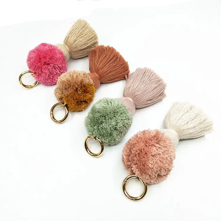 סיטונאי כותנה pompom keychain עבור קש תיק & טאסל pompom עבור תיק & pompom ציצית עבור תרמיל