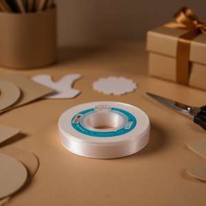 ริบบิ้นผ้าซาติน 2.5 ซม. 25 หลา สีขาว D01 - Product Image 2