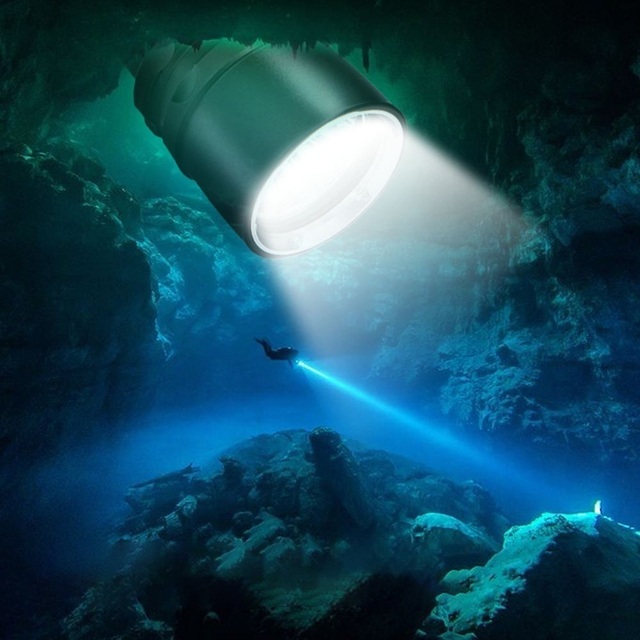 Powerful T6 Aluminum 5pcs Head LED Dive Torch Flash Light Zoom Waterproof Underwater Scuba Diving Flashlight with IP68 Rating