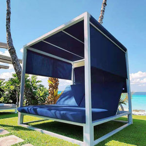 كابينة سرير نهاري للفناء في الهواء الطلق بتصميم جديد مع مظلة فندق ومنتجع وحمام سباحة وسرير للاستلقاء تحت أشعة الشمس للشاطئ أو المسبح - Product Image 6