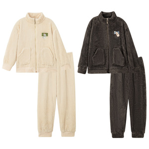 Pijamas para Parejas, Forradas de Felpa, Gruesas, de Felpa de Coral, Ropa de Casa, Primavera y Otoño para Mujer, Traje de Abrigo para Hombre Adolescente - Product Image 5