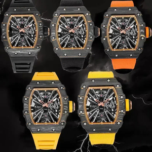 Reloj Mecánico de Lujo de Alta Gama, Venta Caliente 2026, Función de Cronógrafo, Caja Negra, Decoración con Rayas Azul-Verde para Deportes al Aire Libre - Product Image 1