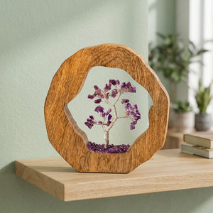 Arbre de Vie en Bois avec Améthyste Faite à la Main, Durable, Cadeau Spirituel, Énergie Positive, Guérison des Chakras, Feng Shui, Pierre Précieuse - Product Image 2